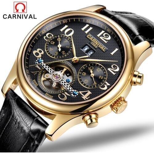 Fashion Luxury Brand Carnival Men Watch Automatic Mechanical Watches Hollow Men Tourbillon Mechanical Watch With Original Box