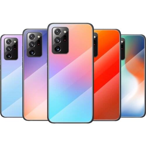 Tempered Glass Cover Gradient Color For Samsung Galaxy M51 M31 M21 A70 A50 A40 A30 A20 A10 Shockproof Shell Phone Case