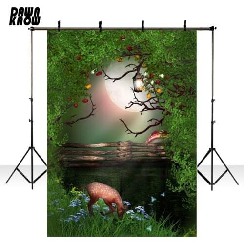 Alice in Wonderland Vinyl Photography Background Deer Forest Lawn New Fabric Flannel Backdrop For Children Photo studio F1630