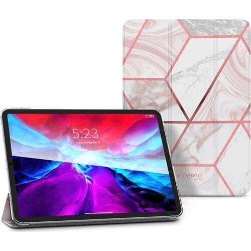 For iPad Pro 12.9 Case (2021) i-Blason Cosmo Lite Slim Trifold Stand Smart Clear Hard Back Protective Cover with Auto Sleep/Wake