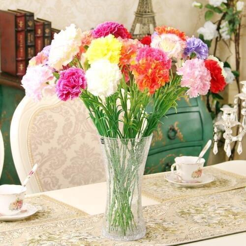 Hot sale 1 PC DIY Fresh Artificial Flower Carnation Silk Flower Fake plant for Mothers Day Home Party Decoration 10 Colors