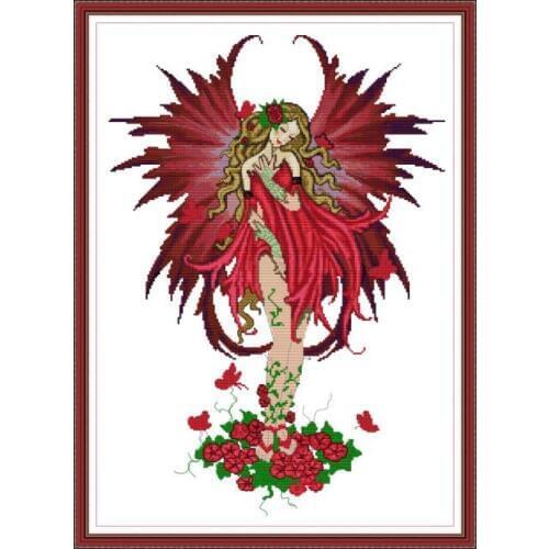 Joy Sunday Flower Fairy Cross-stitch kits, DIY Cross Stitch, Handwork Needlework Suit, Cotton Thread Canvas for Embroidery