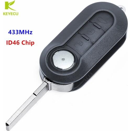 KEYECU Replacement Remote Key Fob 433MHz ID46 Chip for Fiat 500 Fiorino Grande Punto ,for Peugeot Citroen Nemo, for Alfa Mito