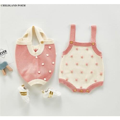 Baby Jumpsuit Autumn Knitted Baby Clothes Newborn Pompom Baby Girl Romper Jumpsuits Sleeveless Infant Baby Romper Boy Overalls