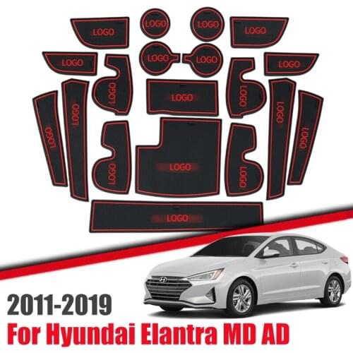 Gate Slot Mats For Hyundai Elantra MD AD 2011-2019 Interior Door Pad Cup Dust Mats Water Coaster Non-slip Red/white