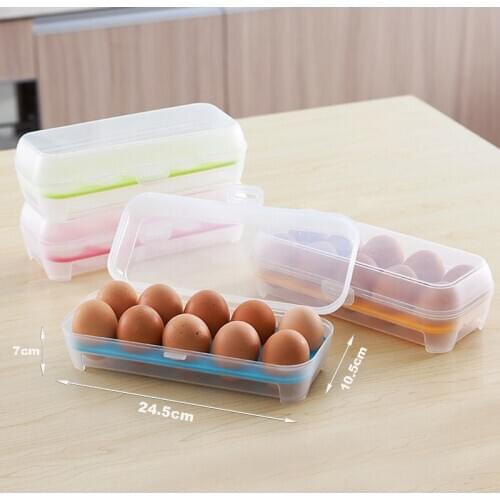 Kitchen Supplies 10 Grid Transparent Egg Refrigerator Storage Box Portable Outdoor Anti-collision Plastic Egg Box Food Container