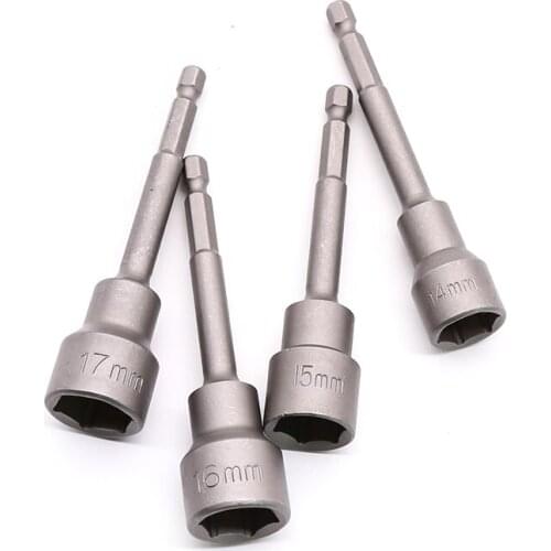 1/4"Magnetic Nut Driver 6.35mm Hex Shank Socket Driver Drill Bit Metric 6 7 8 9 10 11 12 13 14 15 16 17 18 19mm Length 100/150mm