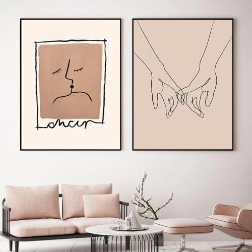 Minimalist Abstract Couple Holding Hands Wall Art Canvas Painting Nordic Posters and Prints Wall Pictures for Living Home Decor