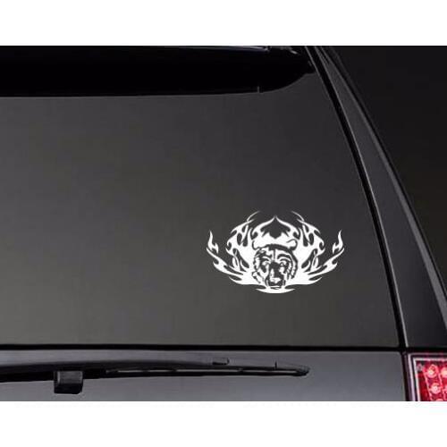 Bear Head With Flames Stickers Window Decal Vinyl Car Decals Decorative Car Styling ZP0503
