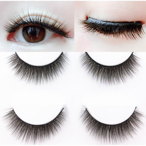 YOKPN New 3D False Eyelashes Natural Short Cross Fake Eyelashes Quality 0.07 Soft Material Handmade Daily Nude Makeup lashes