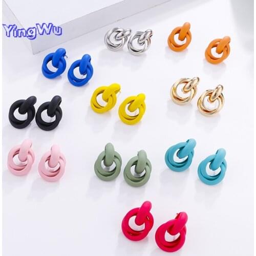 New Fashion Colorful Metal Drop Earrings for Women Trendy Simple Cute Knot Irregular Statement Earrings Jewelry