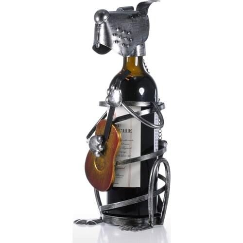 Tooarts Puppy Wine Rack with Music Band Modern Animal Figurine Wine Holders Creative Wine Stand Gift Home Decoration Accessories