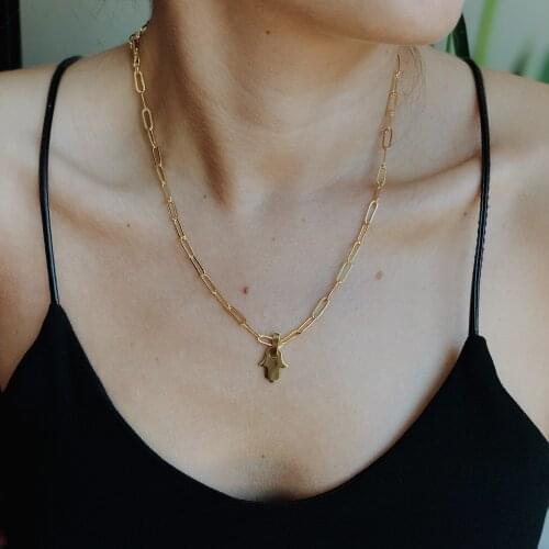 GULCE DERELI, HAMSA CHARM NECKLACE, CHARM COCKTAIL NECKLACE, CHAIN NECKLACE, GIFT BOX, GOLD/SILVER PLATED