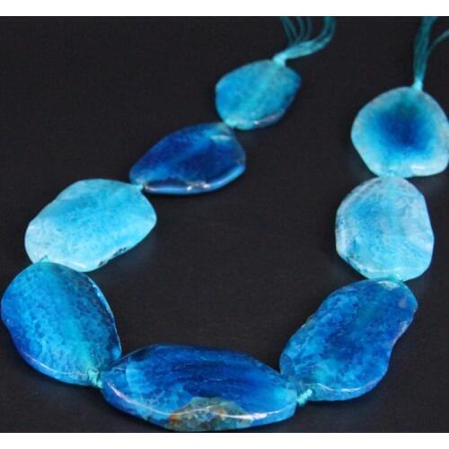 Approx8PCS/strand Blue Raw Dragon Veins Agates Druzy Faceted Slab Nugget Beads,Natural Drusy Gems Stone Slice Pendants Jewelry