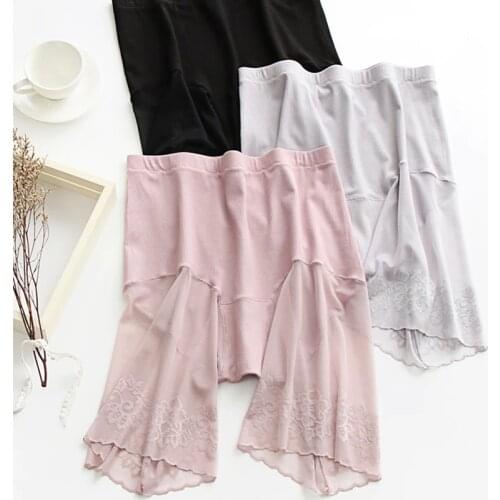 Plus Size Shorts Under Skirt Sexy Lace Anti Chafing Thigh Safety Shorts Ladies Pants Underwear Large Size Safety Pants Women