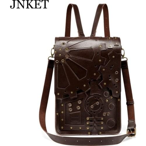 Punk Retro Gear Backpack Schoolbag for Girls Outdoor One-shoulder Crossbody Bag