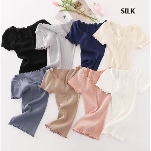 Sexy tee shirt silk summer clothes for women cute cropped satin 2021 tops vest womens tank crop top cami body camisetas t shirts