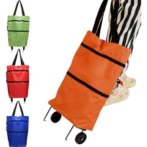 Folding Shopping Bags Wheels Food Organizer Trolley Bag On Wheels Bags Folding Portable Shopping Bags Waterproof Wear Resistant
