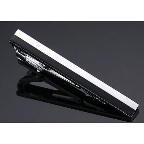 High quality stainless steel tie clip new fashion style black and white two color tie clip mens business shirt tie badge pin