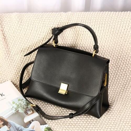 WOONAM Women Fashion Handbag Top Hide Genuine Calf Leather Top Handle Bag WB1116