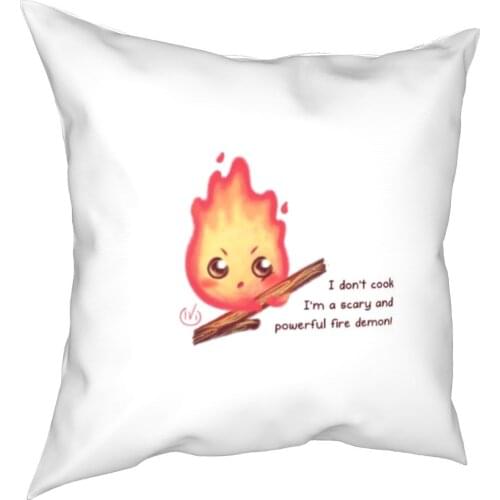 I'm a Scary And Powerful Fire Demon Calcifer Pillows House Walking Castle Anime Pillows Case Decor Kiss Cover 18