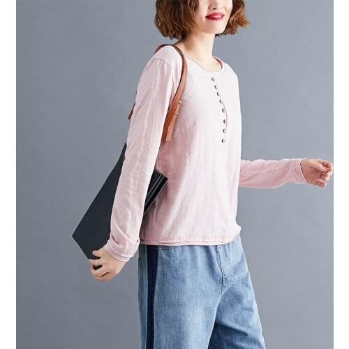 Cotton White T-Shirts For Women Summer New Long-Sleeved O-Neck Solid Loose Lady Elegant Pulls Tops Tees Outwear Top Quality