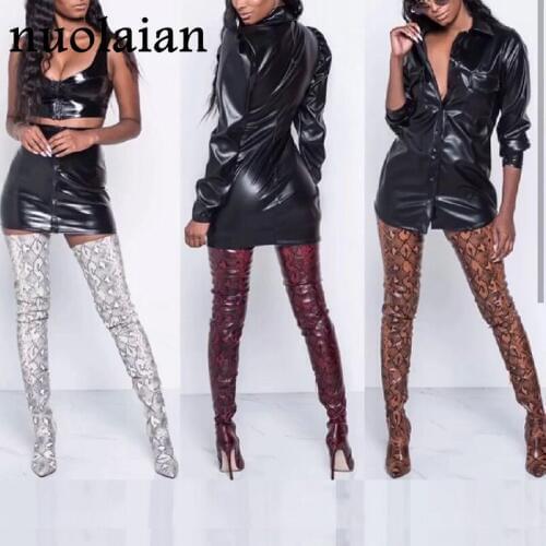 11CM High Heel Shoes Woman Thigh High Boots Winter Snow Shoes Womens Over The Knee Boots Women Long Winter Boot Leather Shoe