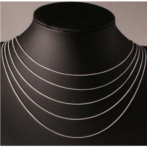 1 pcs. wholesale Silver color necklace chain 1mm M925 Silver color Jewelry Figaro Chain Necklace 16 "-24", choose the length