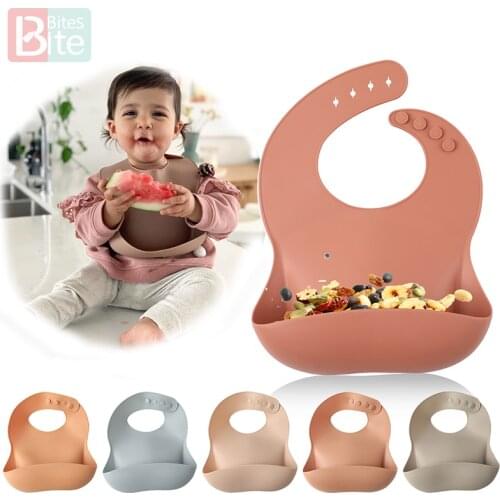 1 Pcs Silicone Bibs For Children Newborn Adjustable Waterproof Saliva Dripping Bibs For Toddler Breakfast Feedings baberos