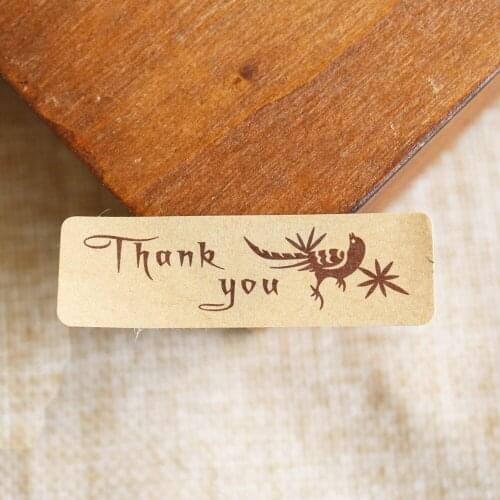 100pcs Thank You Kraft Seal Sticker With Bird Design DIY Multifunction Paper Label Adhesive Gift Seal Sticker 5x1.5cm