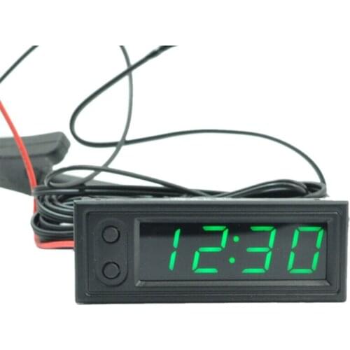 12V 3in1 Windowshield Dashboard Car Clock Thermometer + Voltmeter + Clock LED Digital Display Multifunctional Car Clock