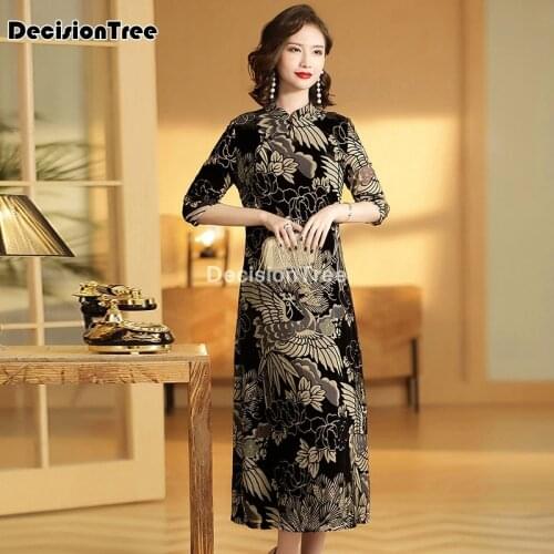 2021 chinese style lady cheongsam elegant dress vestidso vintage bride wedding qipao elegant oriental new year evening dress