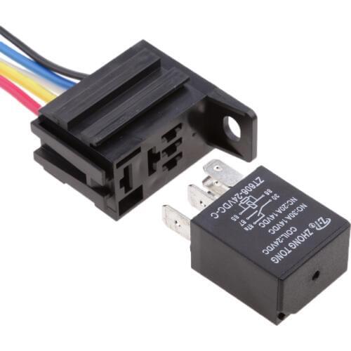 3pcs 24V 30A 5 Pin Terminal SPST Relay Power Switch With Pre-wired Sockets