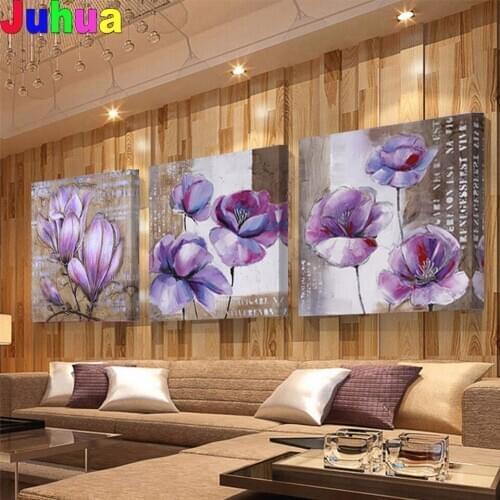 3 Pieces red Rose Diamond Paintings Full Square Triptych Home Decor Diamond Embroidery Cross Stitch paste Art Crafts Flowers