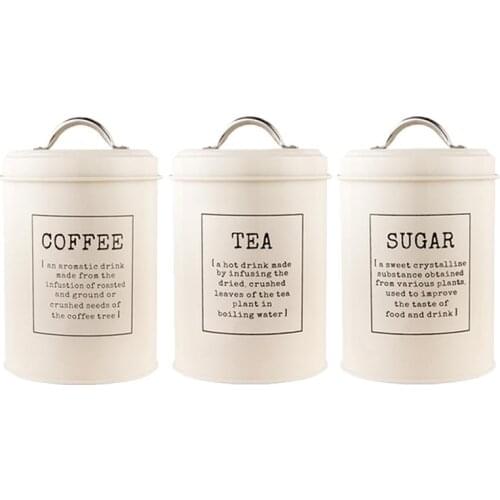 3Pcs Nordic Style Tea Coffee Beans Canisters Kitchen Sugar Storage Jars With Lid Kitchen Organizer