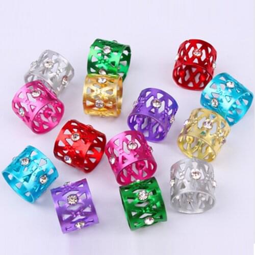 30pcs Shiny Hair Cuffs Aluminum Dreadlock Beads For DIY Hairstyle Braid Tail