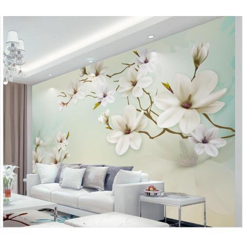 3d mural wallpaper Simple and elegant magnolia TV backdrop bedroom photo wall paper 3d