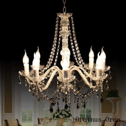 American Rural Silver Glass Chandelier living room dining room bedroom Mediterranean LED creative candle Crystal Chandelier