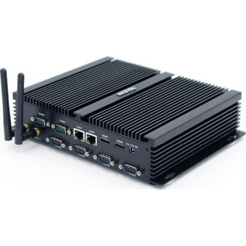 Fanless Barebone Mini PC Core Industrial Fanless Mini PC Core i7 i5 i3 Rugged Case Industrial Computer 2 LAN HDMI 6 COM RS232