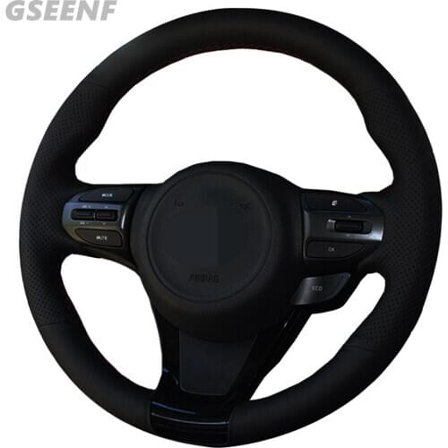 Car Accessories Steering Wheel Cover For Kia K5 K4 K3 K2 Black Hand-stitched Comfortable and Non-slip Genuine Leather