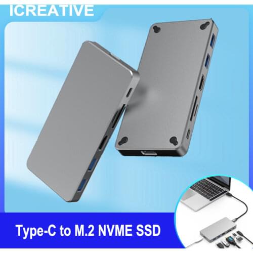 USB C Hub With Type-C to M.2 NVME SSD Case PD Charging HDMI 4K USB 3.0 For DELL Macbook Pro Splitter Dock Hub