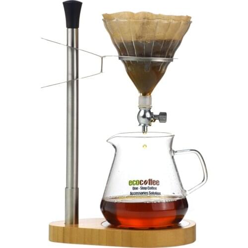 Ecocoffee Adjustable V60 Barista Coffee Stand Glass Dripper with Valve Hot Brewer Percolator
