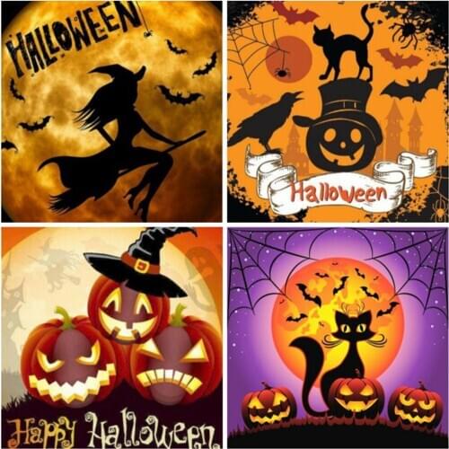 EverShine Diamond Embroidery Pumpkin Cross Stitch Diamond Painting Cartoon Rhinestones Art Halloween Home Decor Mosaic Kits