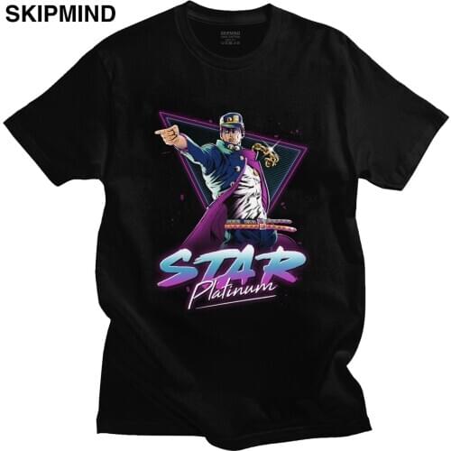 Classic Jojo Bizarre Adventure T Shirt Homme Adult Pure Cotton Jotaro Kujo Manga Tee Top Short Sleeved Aesthetic Printed T-shirt