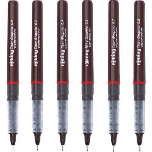 Rotring Tikky Graphic Pen black Pigmented ink Drawing design Pen 1 piece