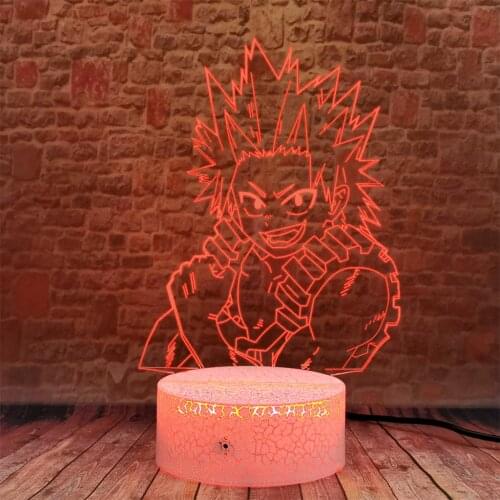 MHA Kirishima Eijiro Anime Figuras 3D Illusion LED Nightlight Colorful Changing Light My Hero Academia action & toy figures