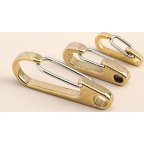 D Ring Shape Pure Brass Carabiners Clips Keychain Hook Spring Snap Loop Indoor Outdoor Tools for Backpack Camping Hiking