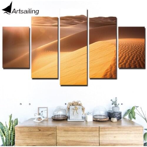 Print desert Painting 5 Piece Canvas Art Sunshine Desert Canvas Wall Pictures for Living Room Home Decor painting CU-3182C