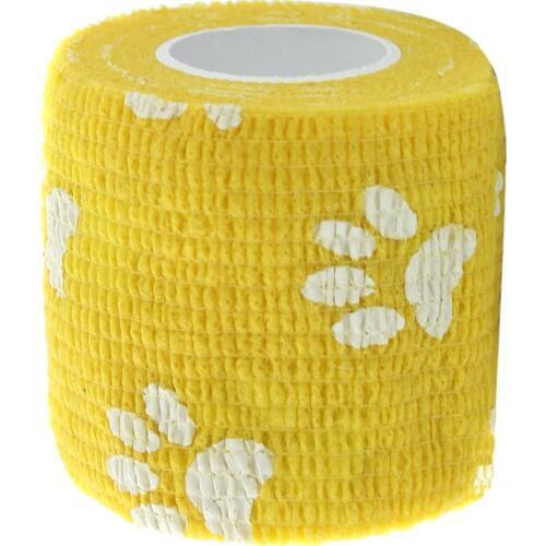 Cat Dog Pet Cohesive Bandage Gauze Tape Medical Care Wrap Claws Print Yellow