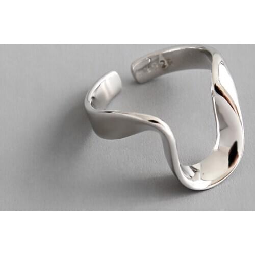 100% 925 sterling silver geometric rings for women anelli donna, minimalism irregular line silver 925 ring bague femme jewelry